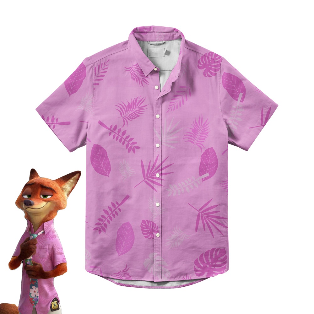 Kemeja Nick Wilde Cosplay Costumes Zootopia Full print pink