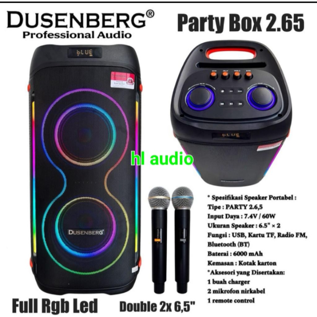 SPEAKER PORTABLE DUSENBERG PARTYBOX 2.65 ORIGINAL