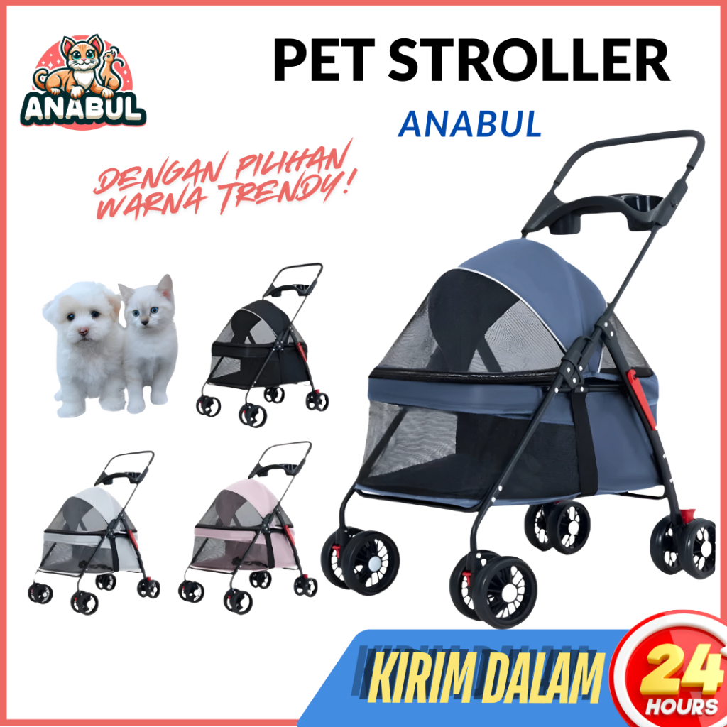 Termurah- Pet Stroller Foldable Pet Stroller Dengan Pet Cargo yang Dapat Dilepas Pet Carrier Outdoor