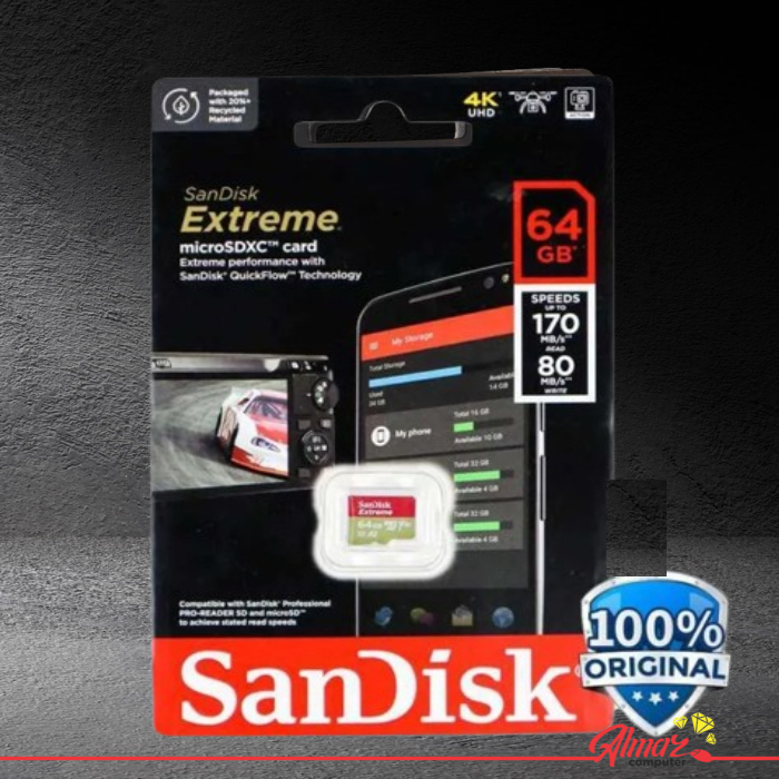 SanDisk Extreme microSDXC V30 A2 U3 64GB-SDSQXAH-064G - No Color