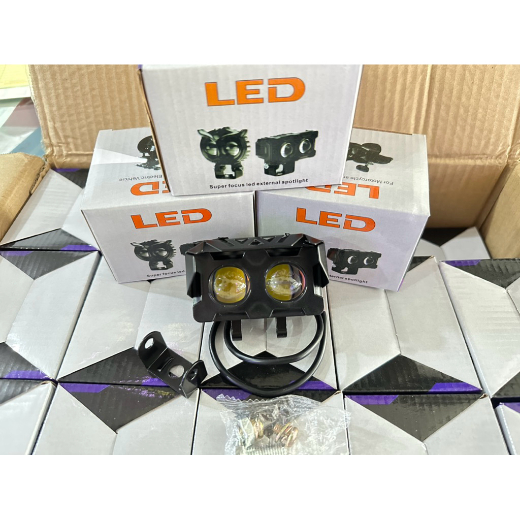 LAMPU TEMBAK SQL 2 MATA TOPI DC 12VOLT 24VOLT NYALA KUNING PUTIH