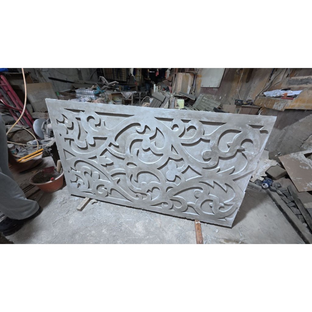 ornamen grc masif motif batik bunga, termurah