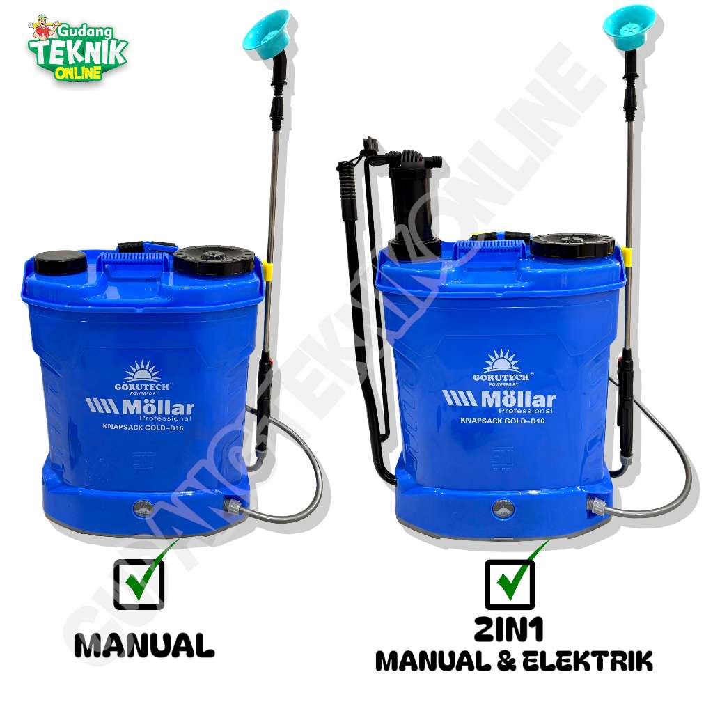 MOLLAR Sprayer Hama 16L MANUAL ELEKTRIK MOLLAR MLR-1608A MLR-SGLD16GT / Alat Semprot Semprotan Obat 