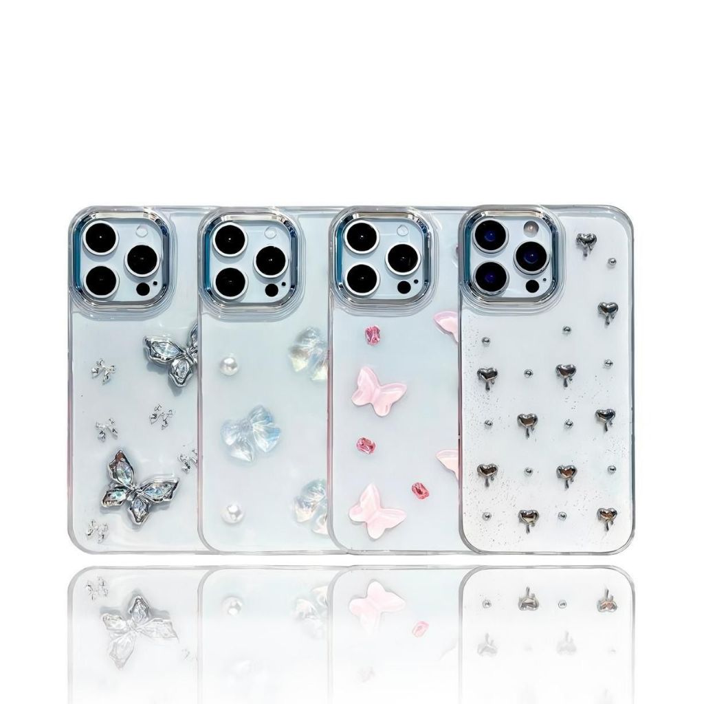 Crashstaroriginal Case Iphone LUX 3D Silver 4 Motif Clear Glitter - Hardcase/Case Hp Compatible For 