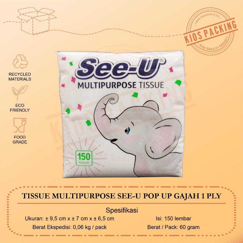 Tissue See U Multipurpose Tissu See U Pop Up 150s Tisu See U Pop Up Gajah 150s