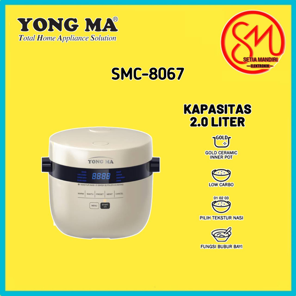 Yong Ma Rice Cooker Low Carbo 2 Liter SMC 8067 / SMC8067