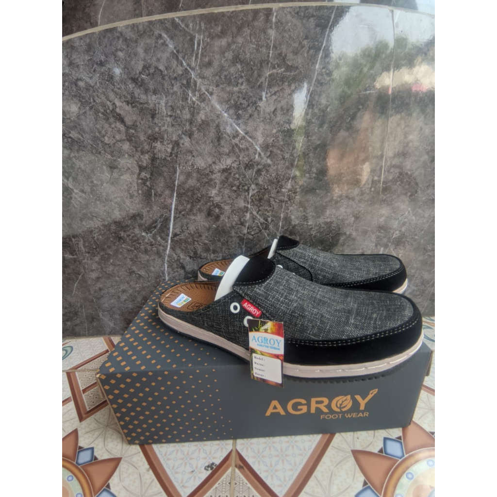 Sepatu Slop Pria Sandal Selop Bustong Slip On Bahan Levis