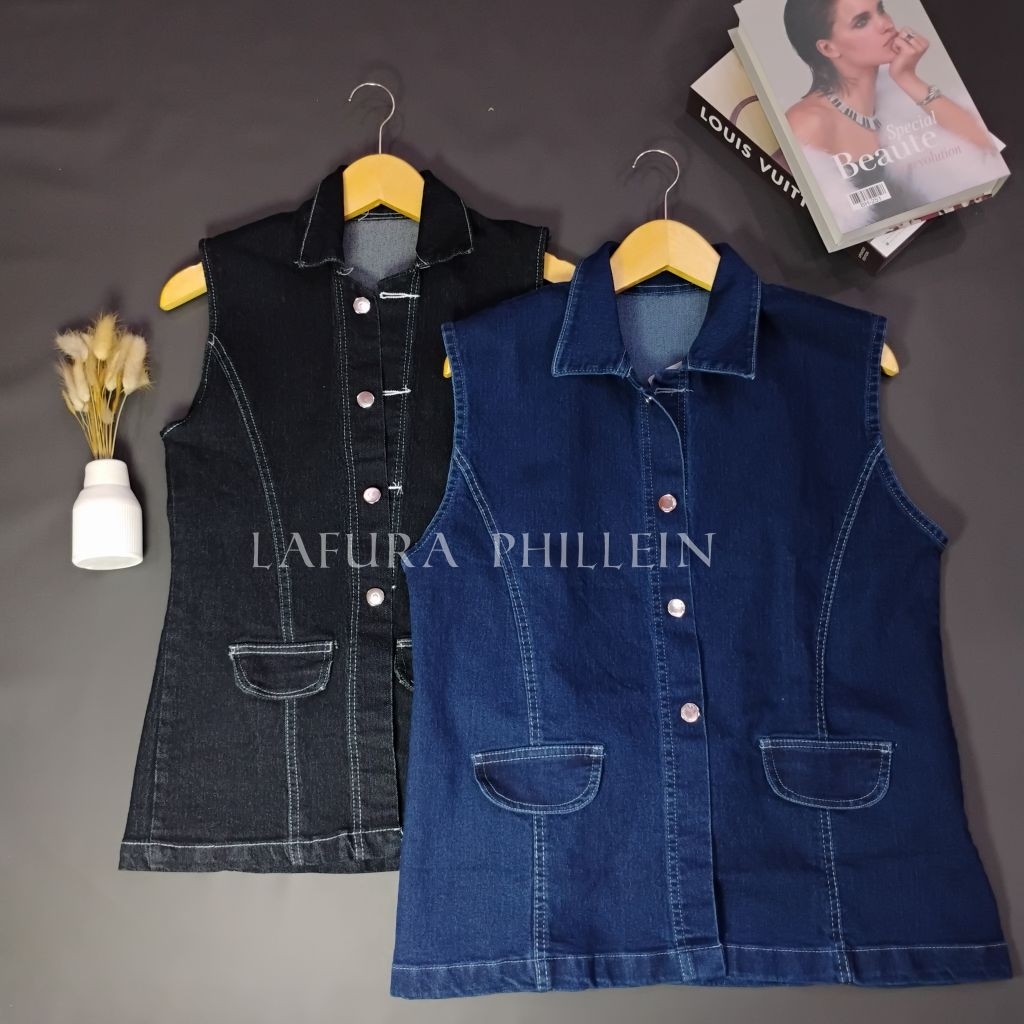 LAFURA PHILLEIN | Vest Denim jeans Cewek kekinian Simpel dan elegan