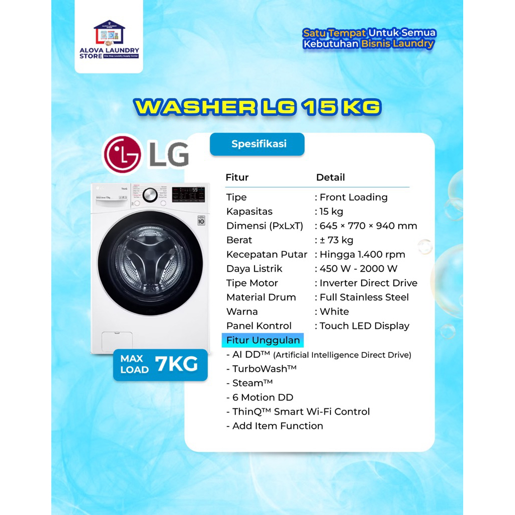 Mesin Cuci LG 15 Kg ( Front Loading )