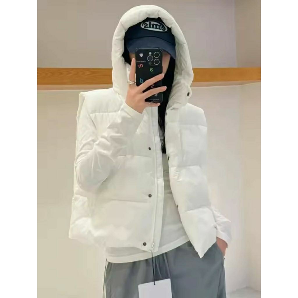 vest puffer crop Hoodie/Rompi musim dingin wanita casual/Rompi winter.
