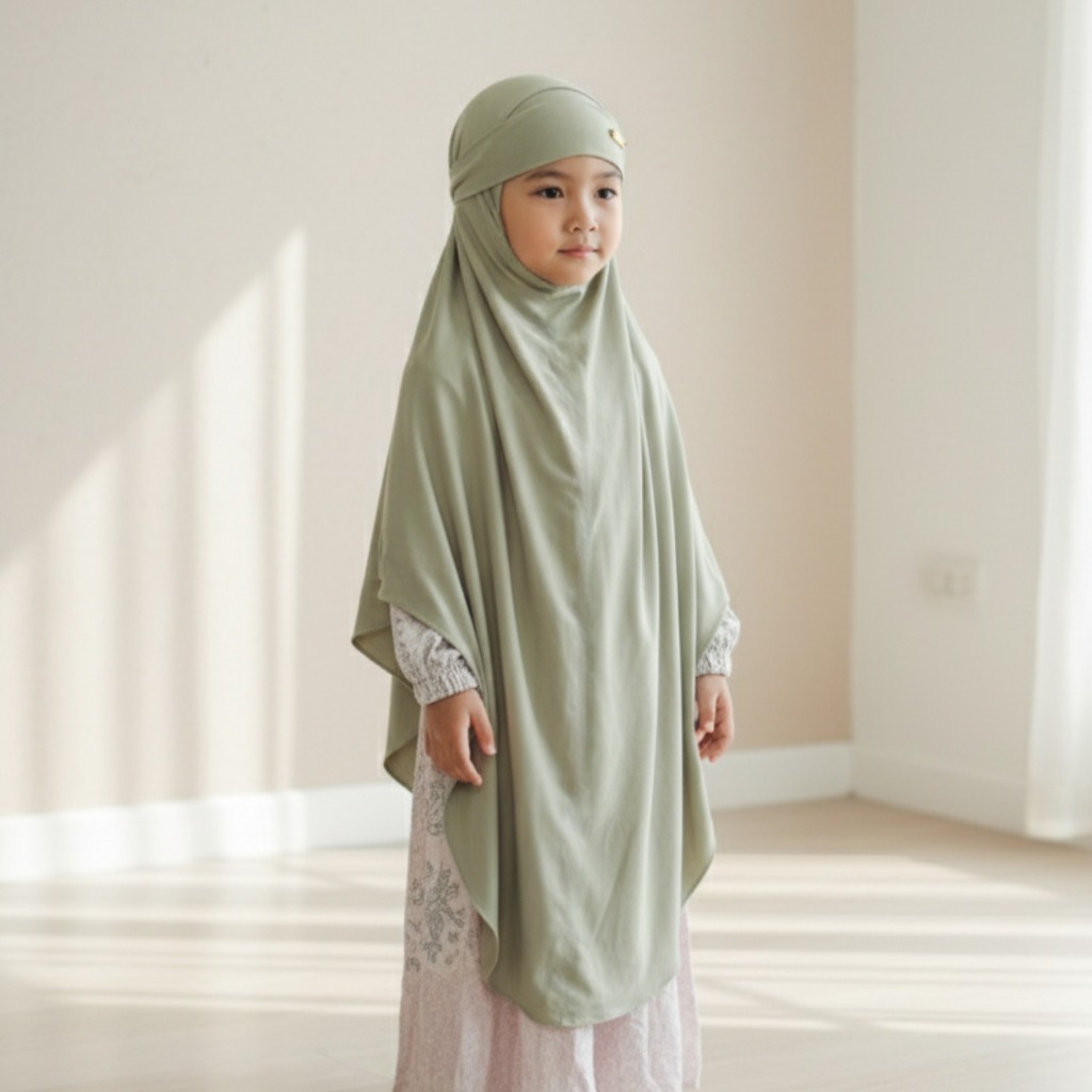 Halomam - Hijab Syar'i (Hijab Anak/Bayi 1-10 Tahun/Hijab Panjang Anak/Hijab Jersey/Hijab Syari Anak)