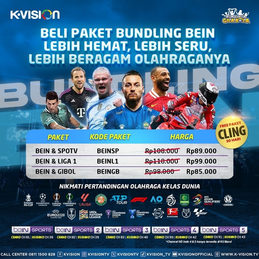K-vision bein spotv, bein liga1, bein gibol
