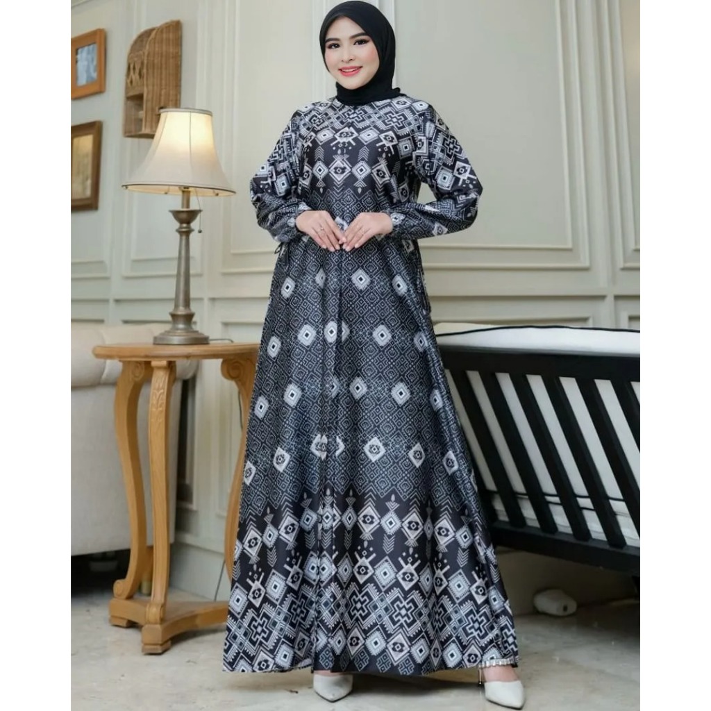 Baju Gamis Model Aulia Motif Busui Terbaru Bahan Silk Premium Ukuran Jumbo Ld 130 Seragam Murah