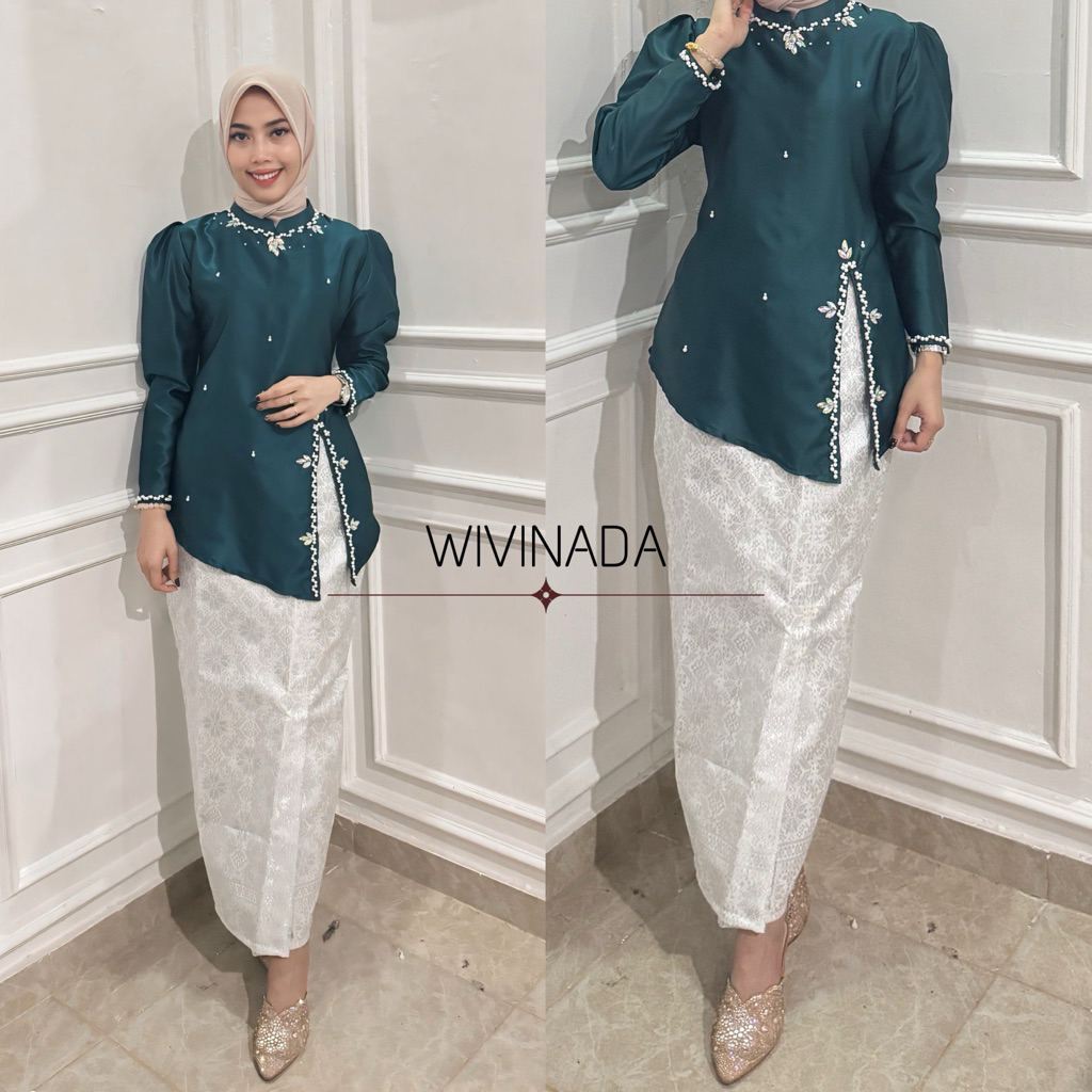 Setelan Kurung Melayu Sahara dengan Rok Songket