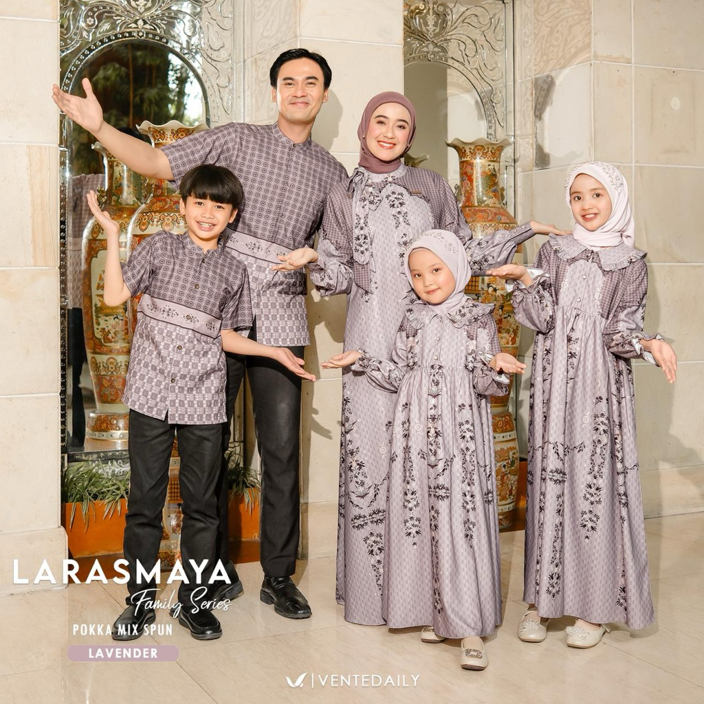 Riva Fashion Larasmaya Family Set Luxury Baju Set Keluarga Lebaran 2026