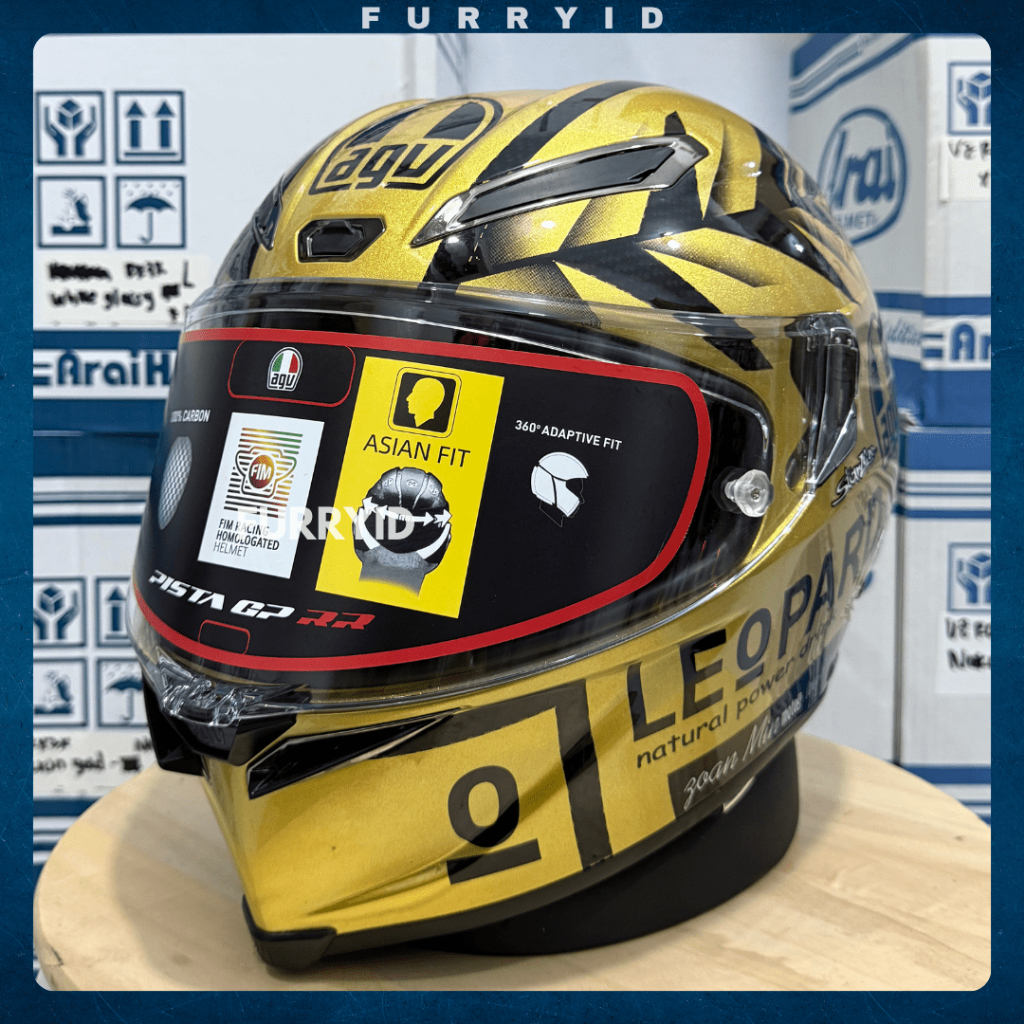 HELM FULL FACE PISTA GP-R JOAN MIR WORLD CHAMPION LEOPARD GOLD