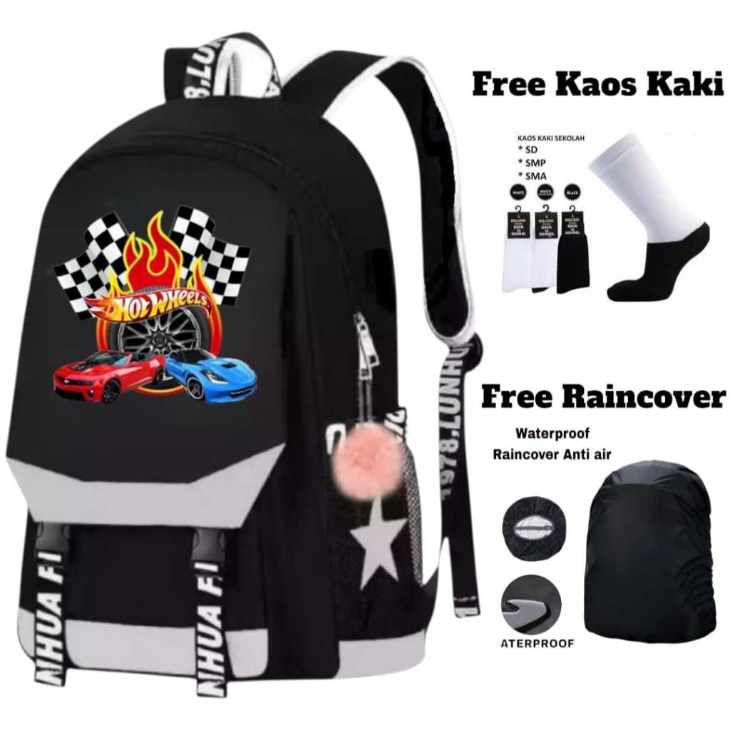 Tas Ransel Anak Sekolah TK-SD Karakter [[  MOBIL HOT WHEELS ]] Keren Kekinian - Tas Ransel Anak BACK