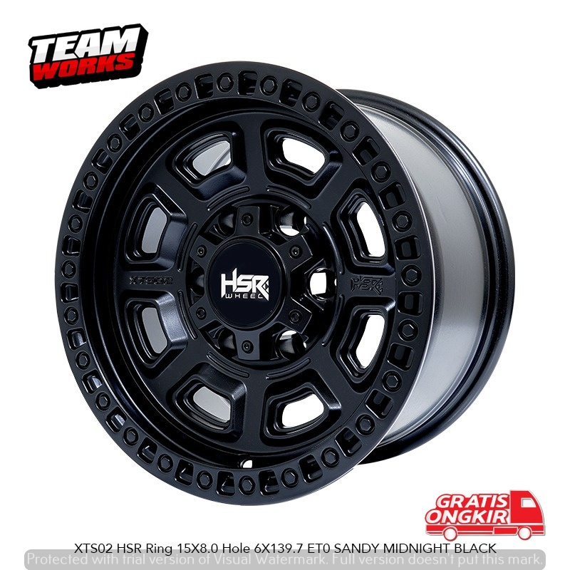 VELG MOBIL MODEL OFFROAD HSR XTS02 RING 15 LEBAR 8 BUAT SUBURBAN TERRANO PREGIO VELK RING 15 BLACK
