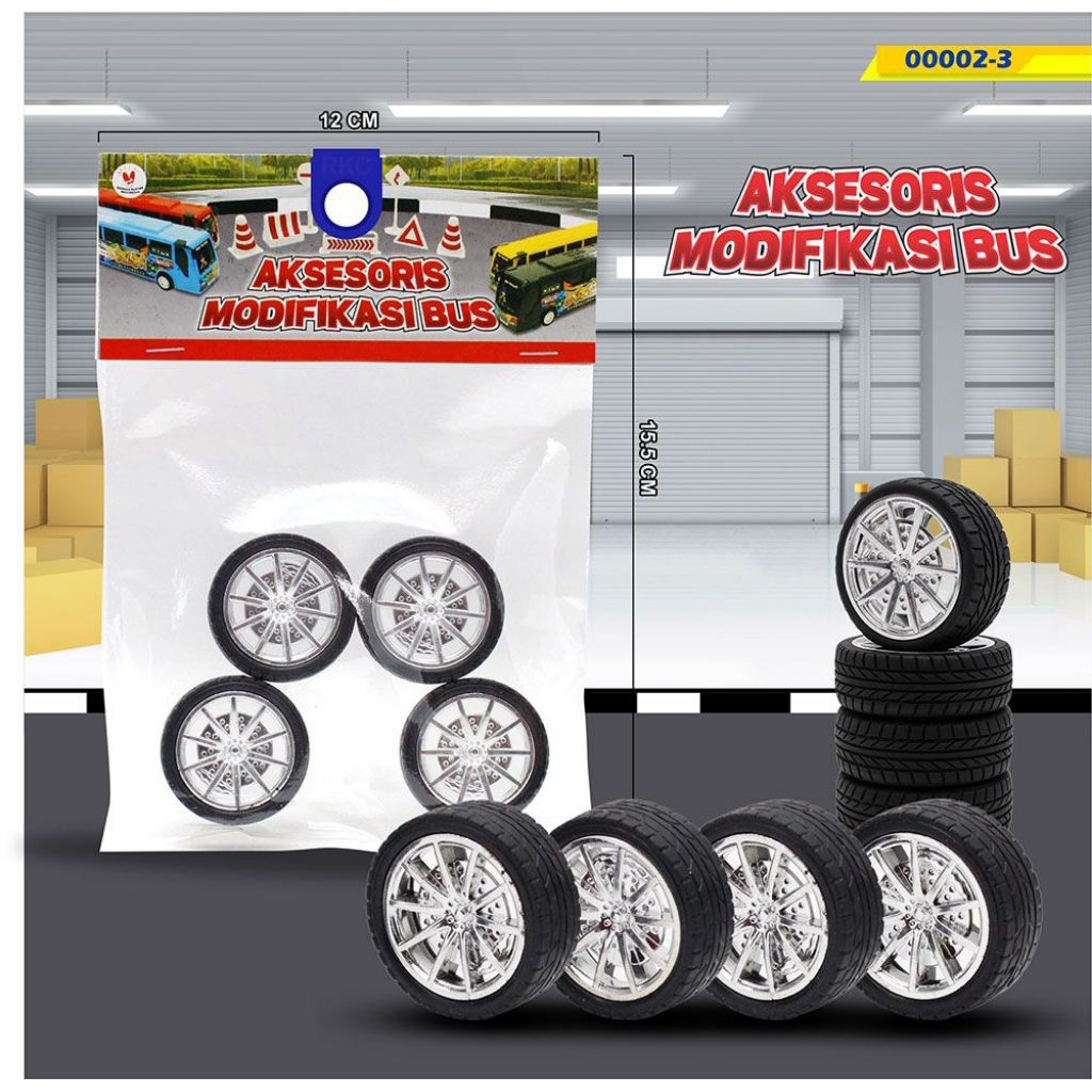 RKC Roda/Ban Karet RKC - Aksesoris Modifikasi Mainan Mobil/Miniatur Bus Telolet/Basuri