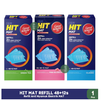 HIT Mat Classic /Green tea Obat Nyamuk Elektrik [48+12 Sheets] - Basmi Nyamuk