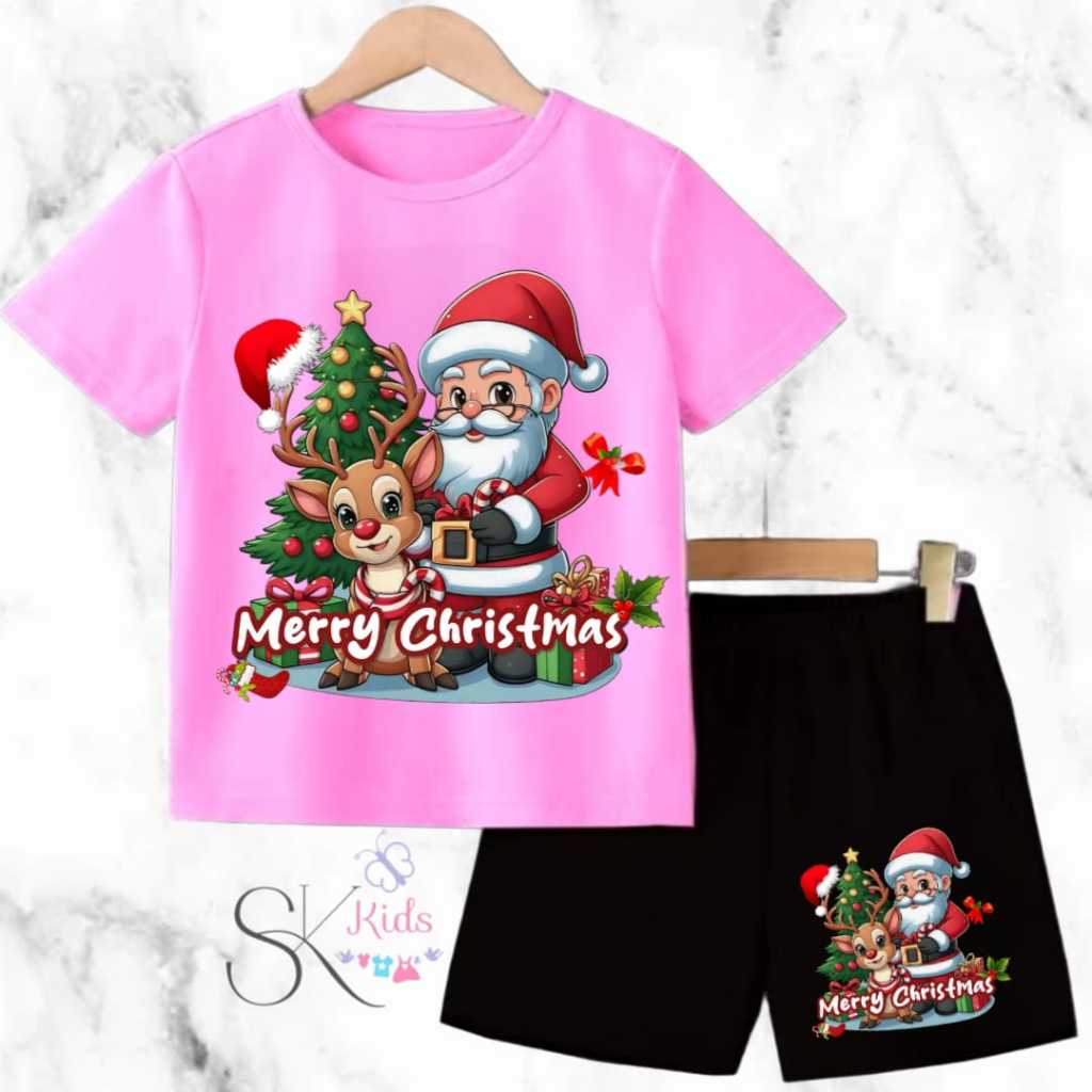 Setelan Kaos Anak Merry Christmas / Kaos Anak Perempuan Natal / Pakaian Natalan Anak
