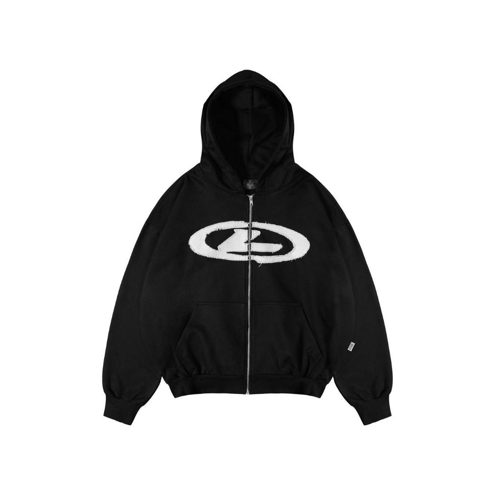 Lessegos Hoodie Zipper Boxy Fit Matty Hitam 330 GSM