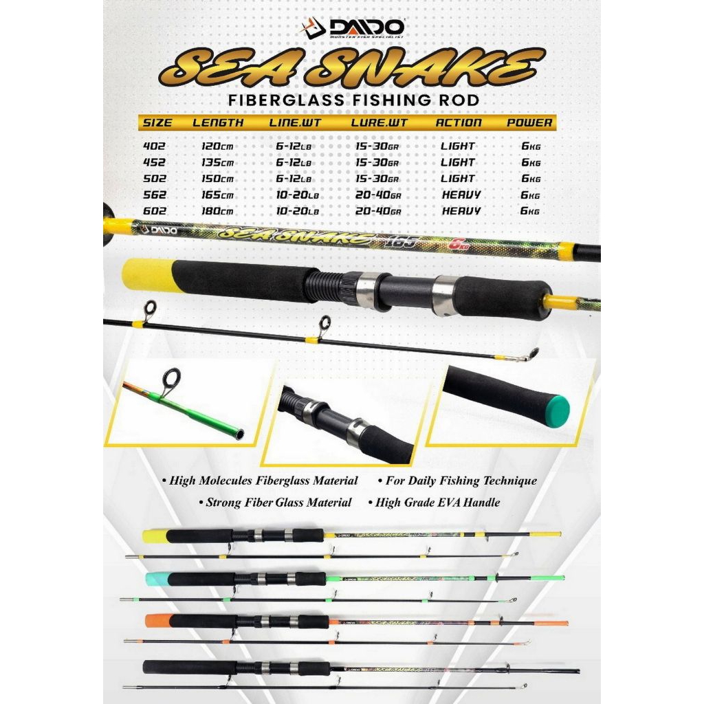 Joran Pancing Fiber Daido SEA SNAKE 165cm & 180cm