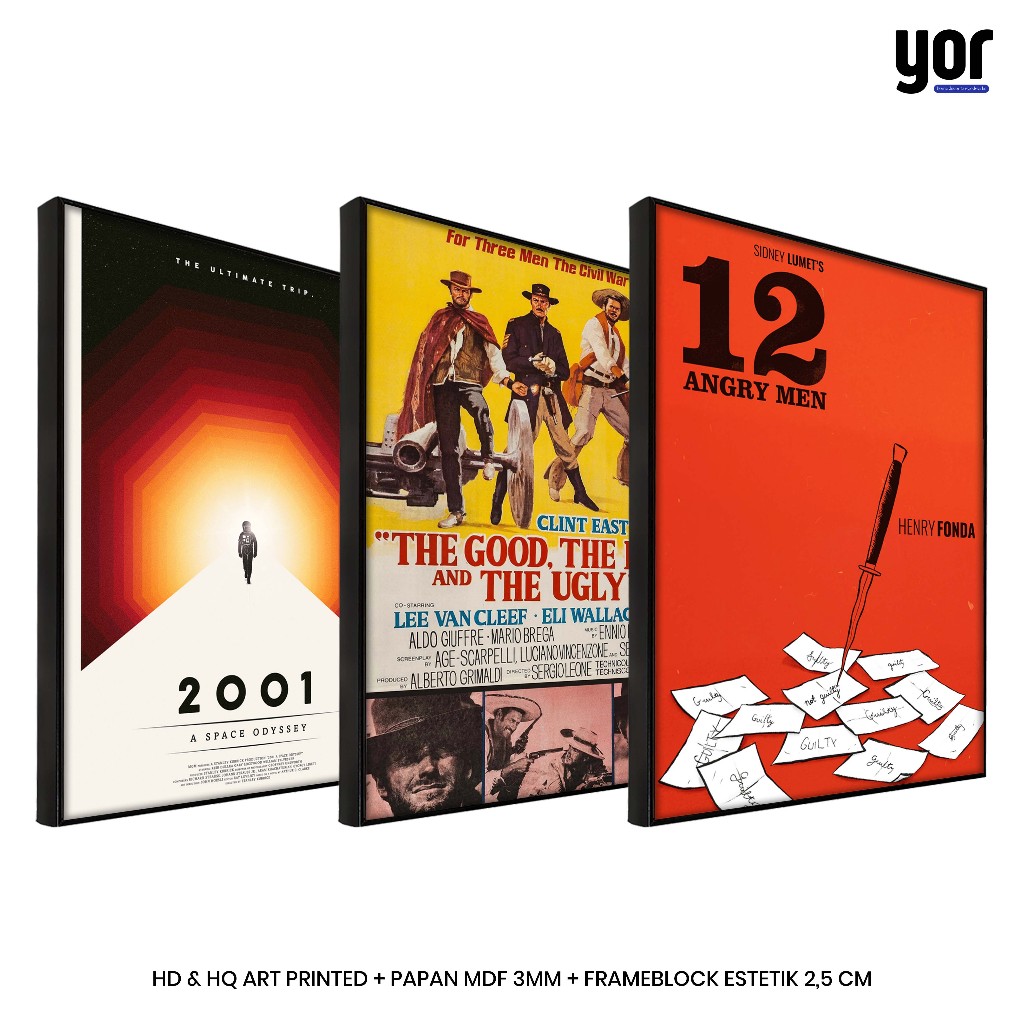 Yordecor Poster Film Jadul Bingkai Frameblock - Hiasan Dinding Film Vintage