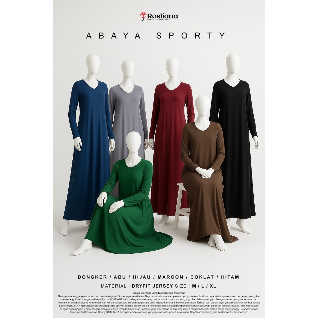 ROSAL ROSLIANA Baju Gamis Abaya Sporty Wanita