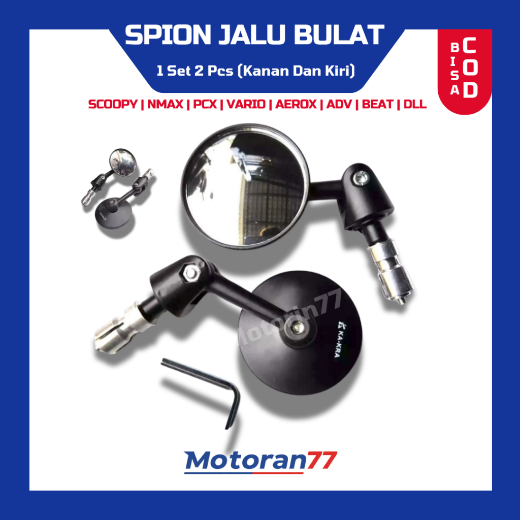 Spion Jalu Bulat Cembung Nmax Vario Scoopy Beat Universal Semua Motor