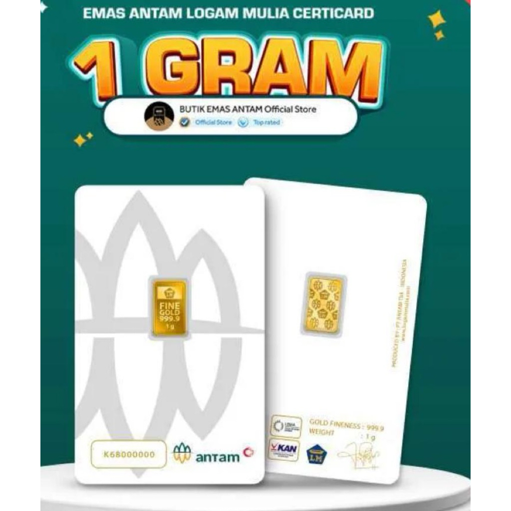 Emas Antam Logam Mulia 24 Karat (99.99%) 1Gram