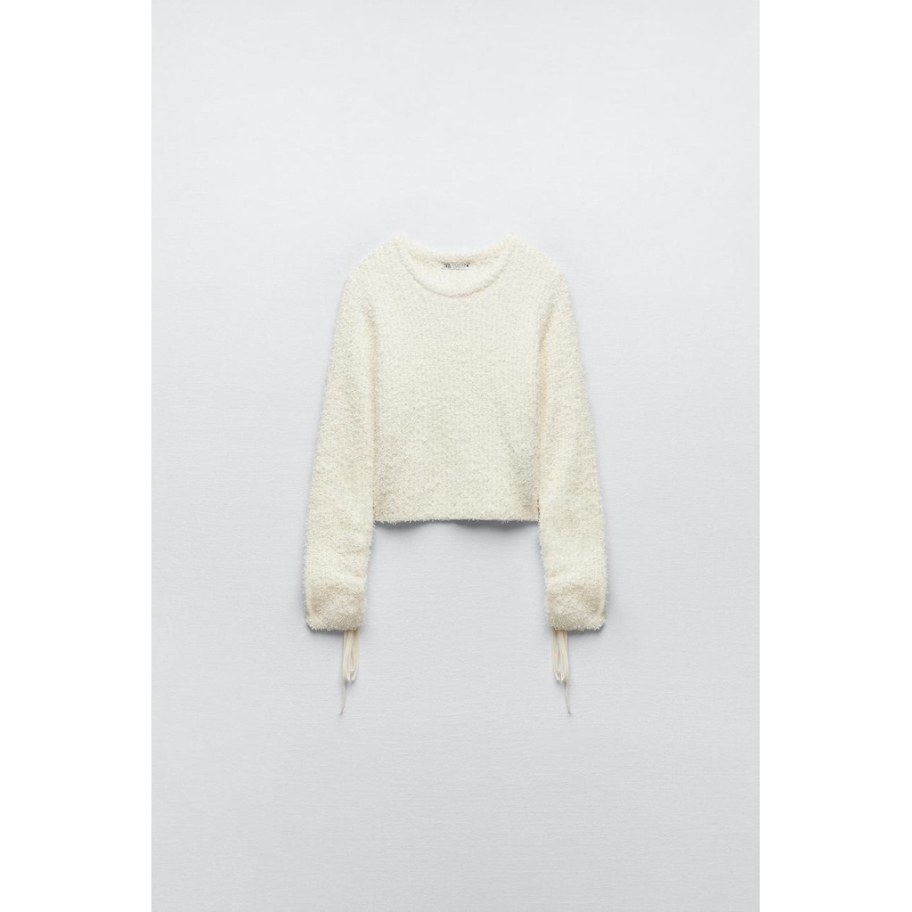 ZARA SWEATER KNIT ATASAN BULU PUTIH