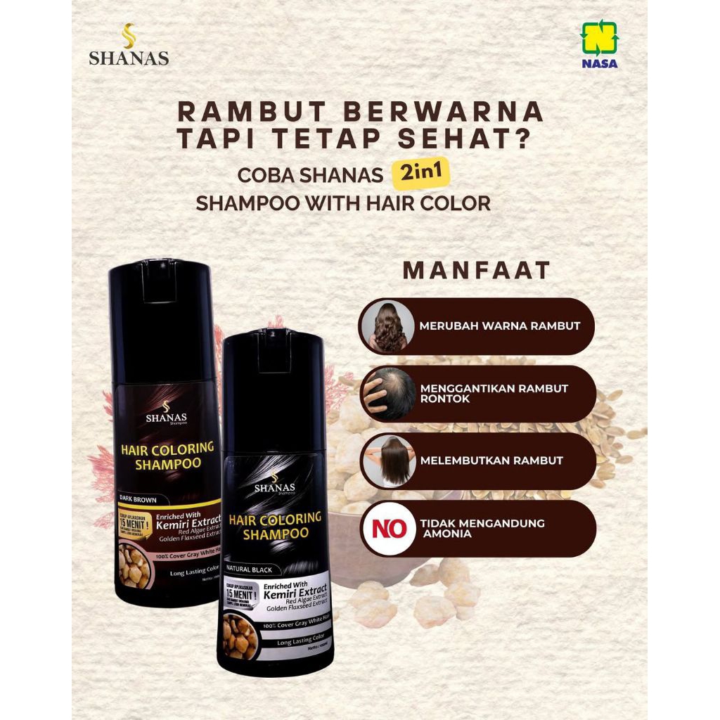 Shanas Hair Coloring Shampoo Natural Black Penghilang Uban alami