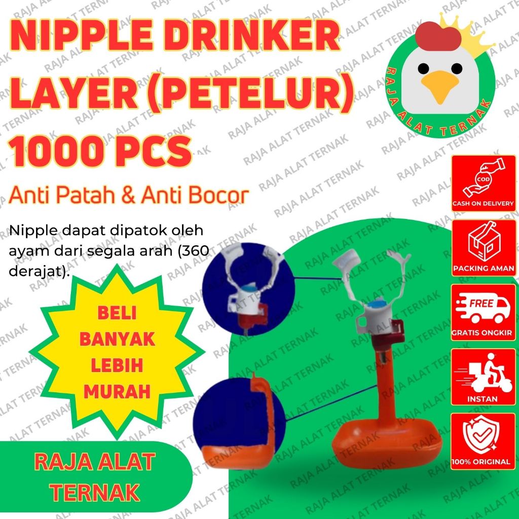 [Harga Grosir] Raja Ternak 1000 Pcs Nipple Drinker Layer Peterlur / Tempat Minum Ayam Peterlur / Nip