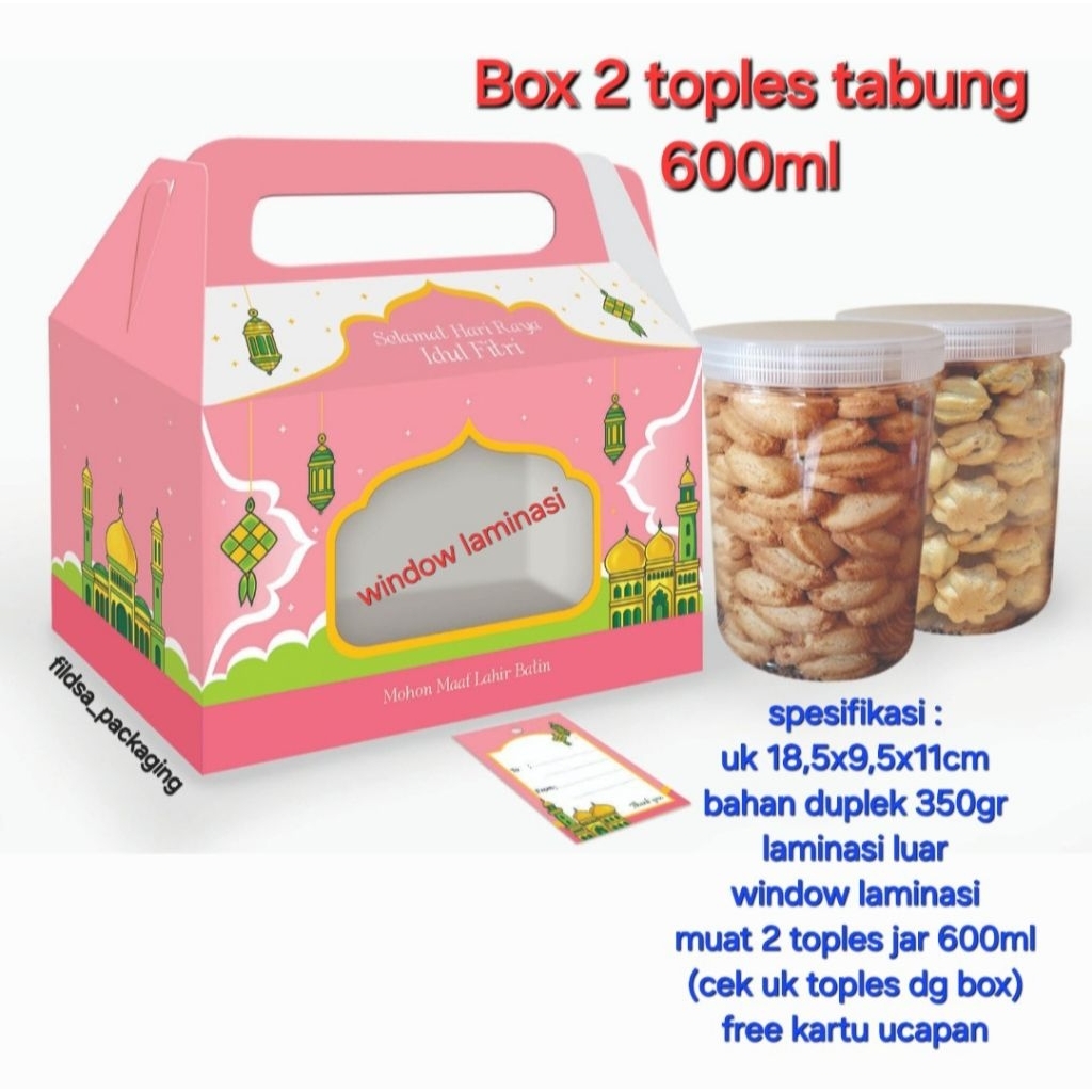 Box 2 toples tabung 600ml (toples jar 600ml)
