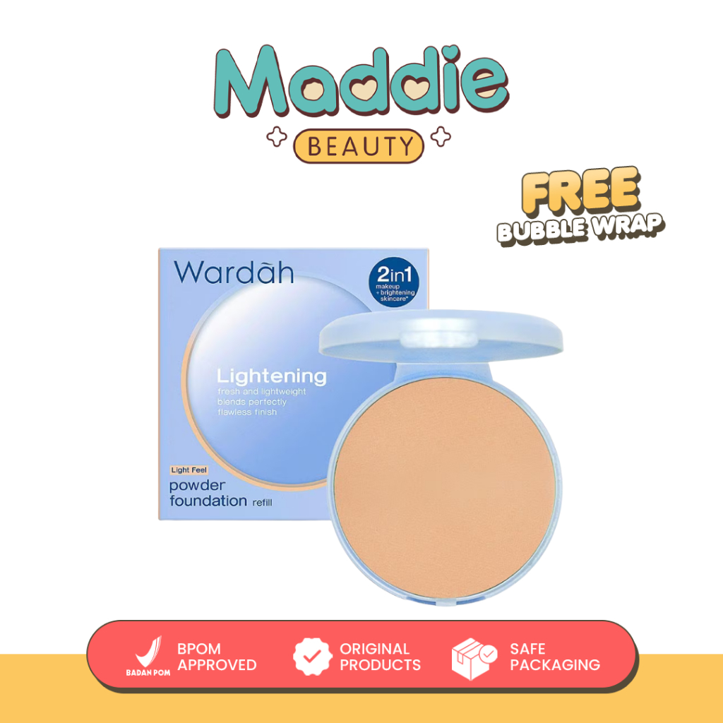 MADDIE - WARDAH Refill Lightening Powder Foundation Light Feel 12g | Two Way Cake Bedak Padat Ringan