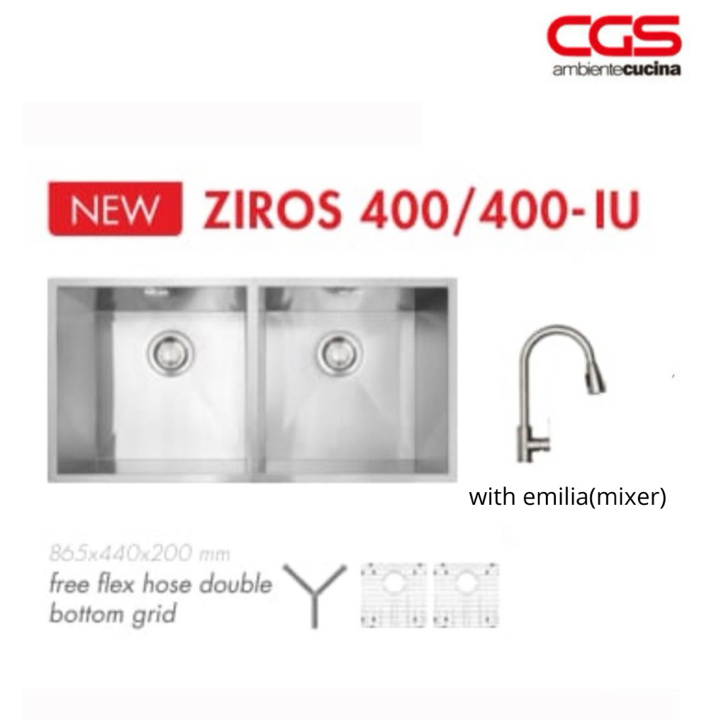 SINK CGS ZIROS 400 /400 IU with Kran Emilia