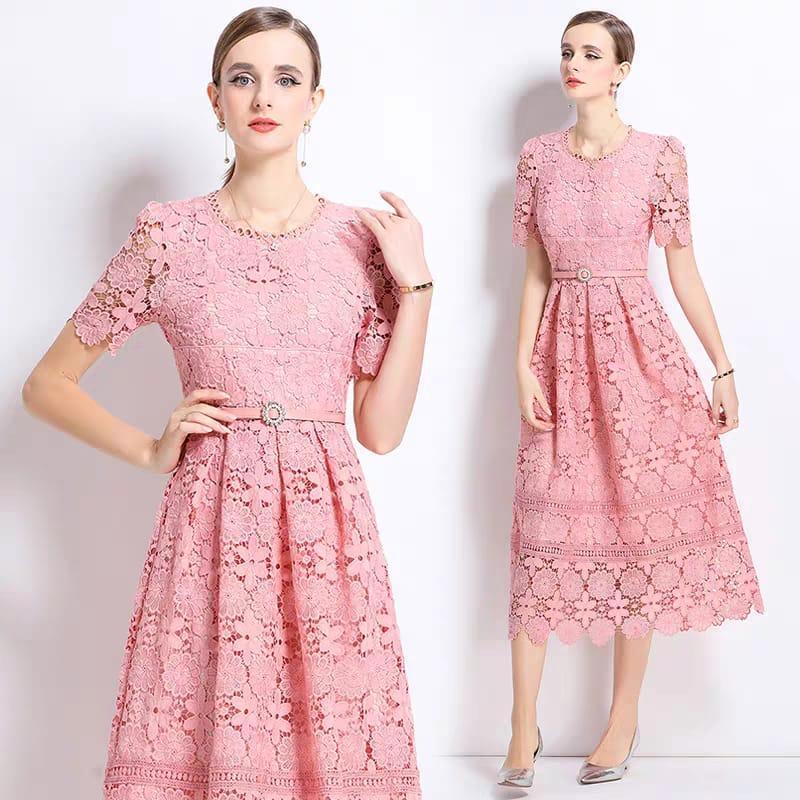 Dress bruka pesta // dress brukat panjang lengan pendek // dress pesta KD899