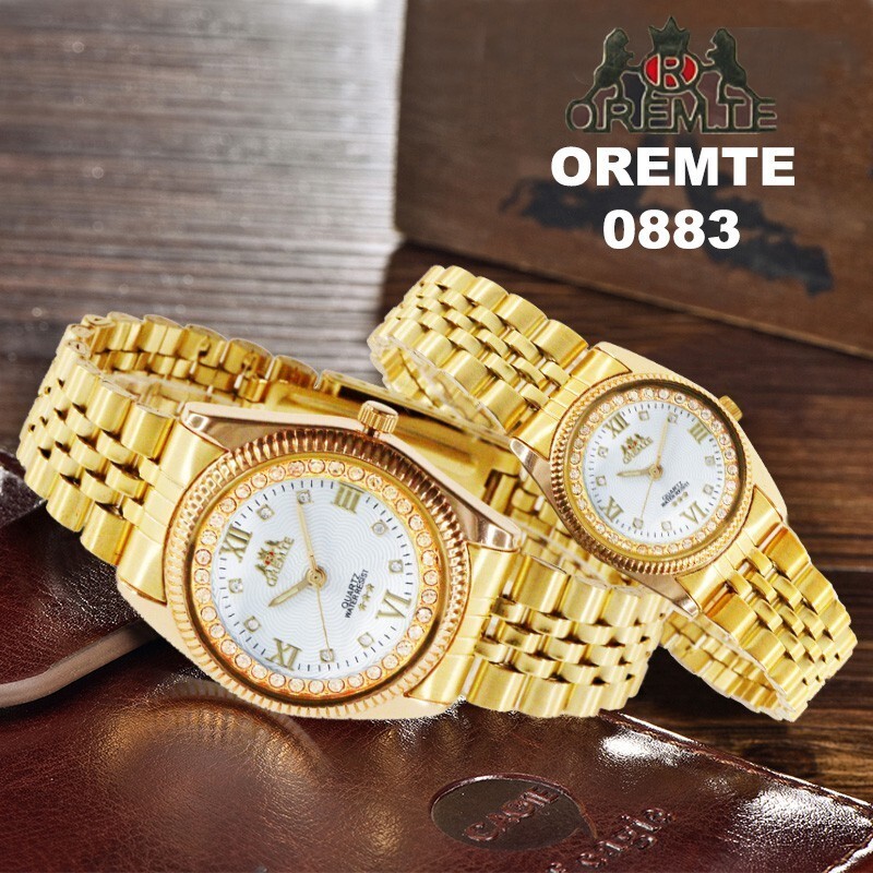 OREMTE Jam Tangan Pria Gold Diamond Stainless Steel Water Resist 3 ATM Watch (tajima.original.id)