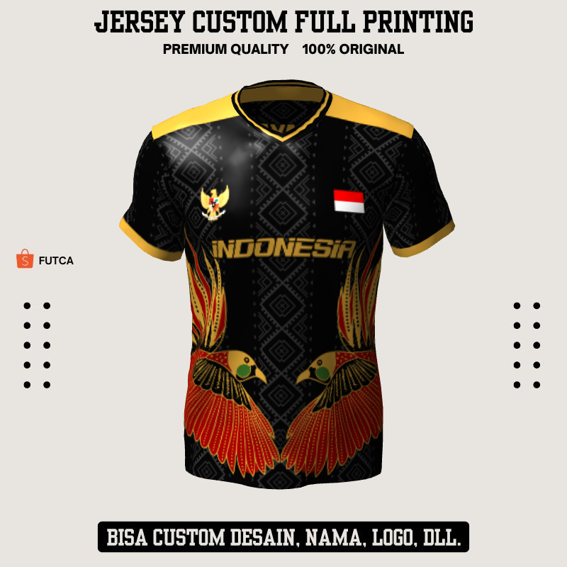 Kaos Jersey Futsal Hitam Gold Motif Batik 272 - Jersey Olahraga