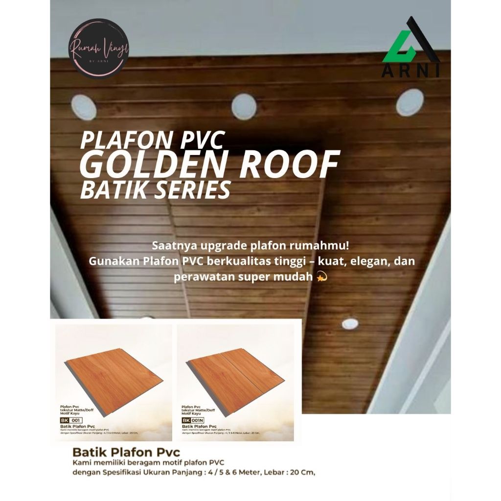 Plafon PVC Golden Roof Batik Series – Motif Kayu Elegan & Tahan Lama