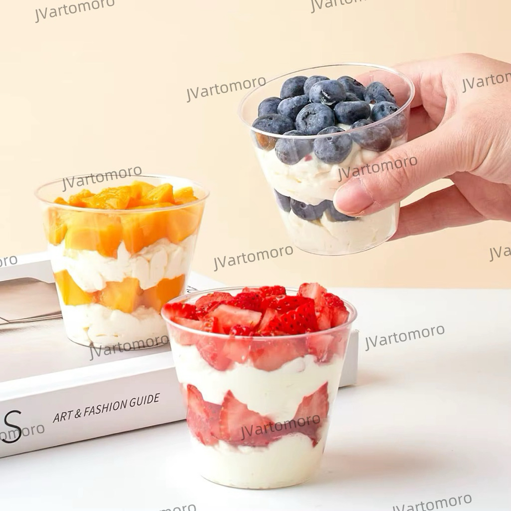 200ml gelas puding Dessert jelly cup + tutup gelas cangkir puding dessert cup tiramisu