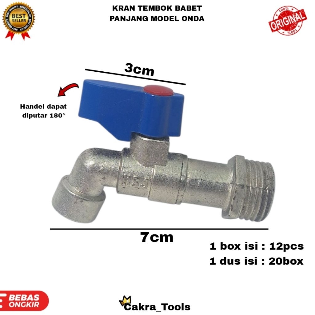 Kran Tembok Babet Panjang Model Onda [1/2" - 3/4"]