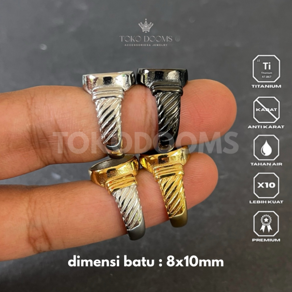 ring emban polos spiral [TITANIUM] 8x10 super minimalis elegan istimewa
