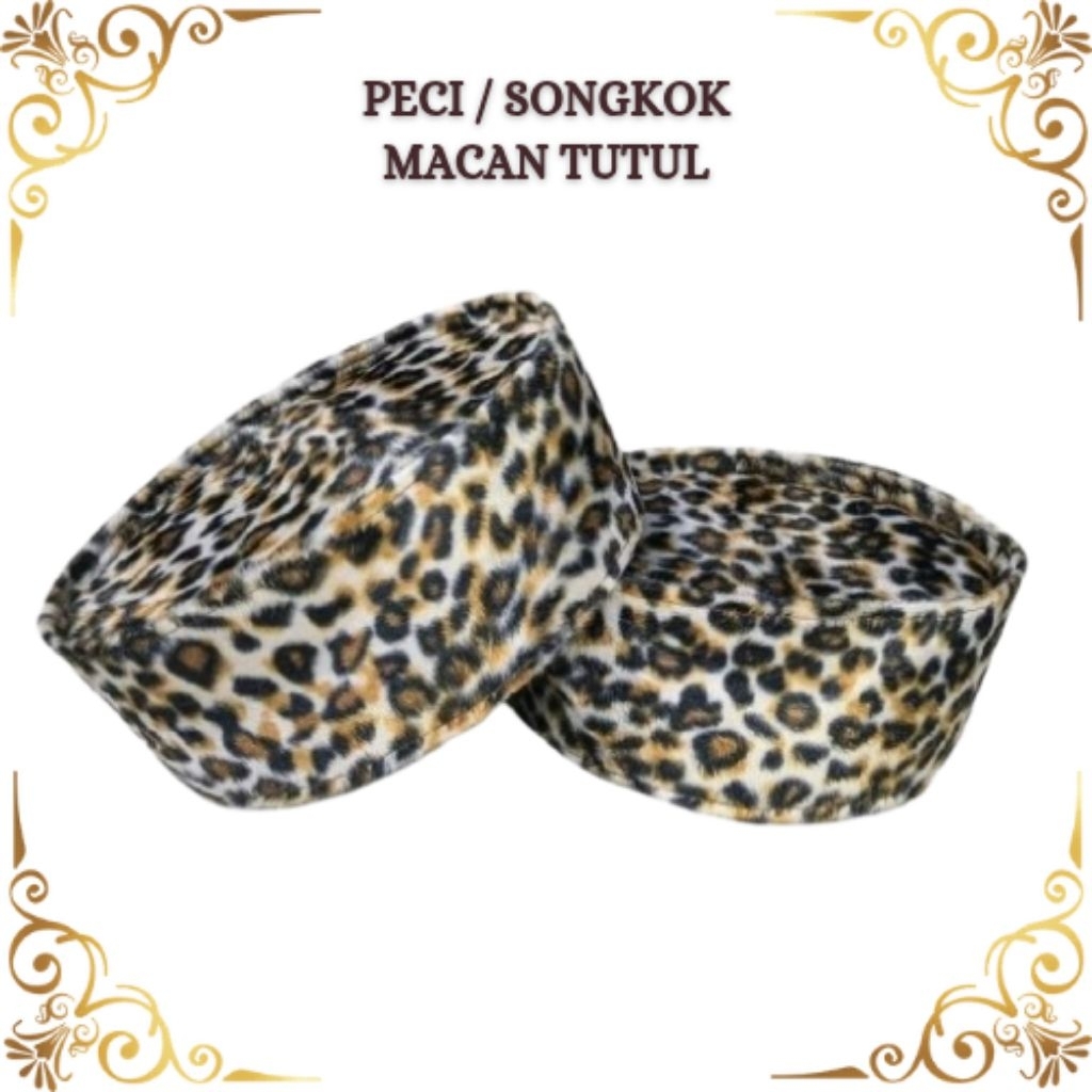 PREMIUM Peci Bulu Macan Songkok Motif Macan Tutul kopiah santri