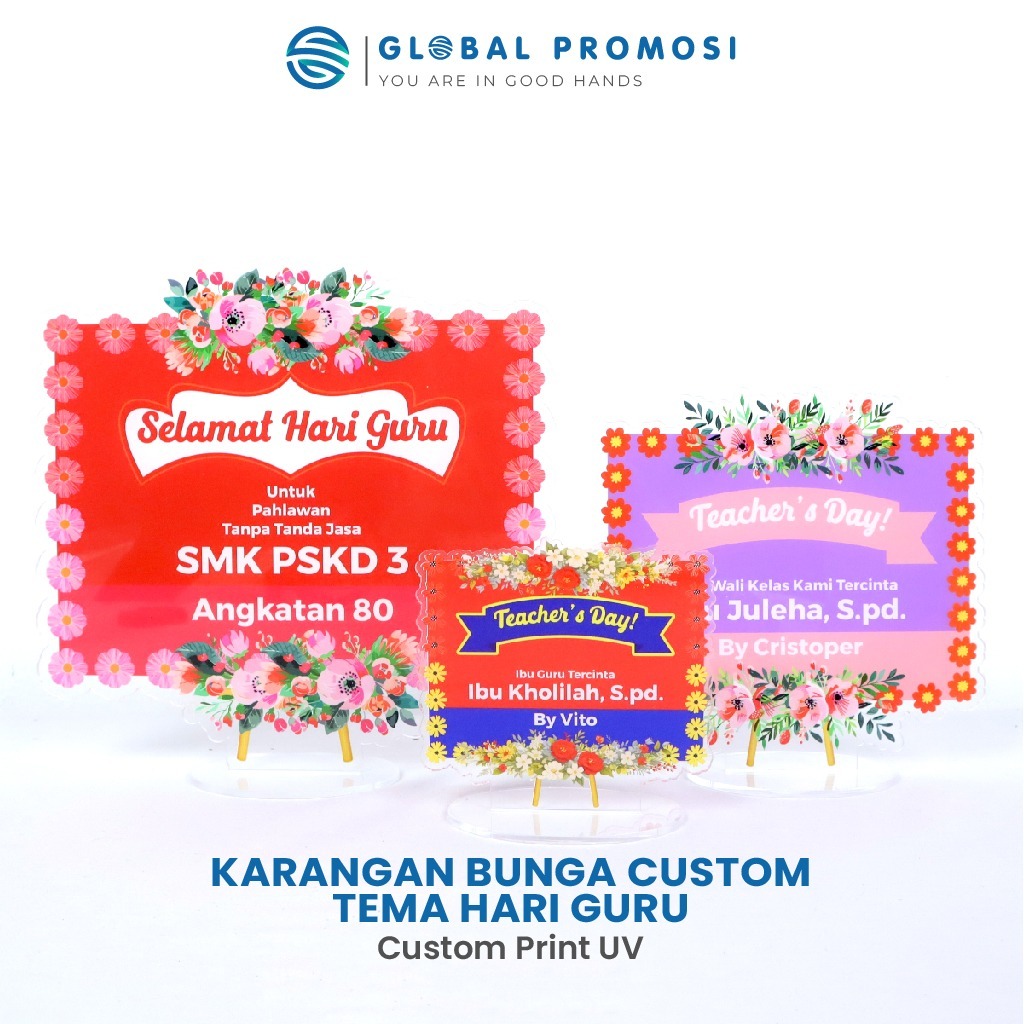 TANPA PO Stand / Replika Karangan Bunga Kado Hari Guru Hadiah Hari Guru Unik Souvenir Custom Nama Ce