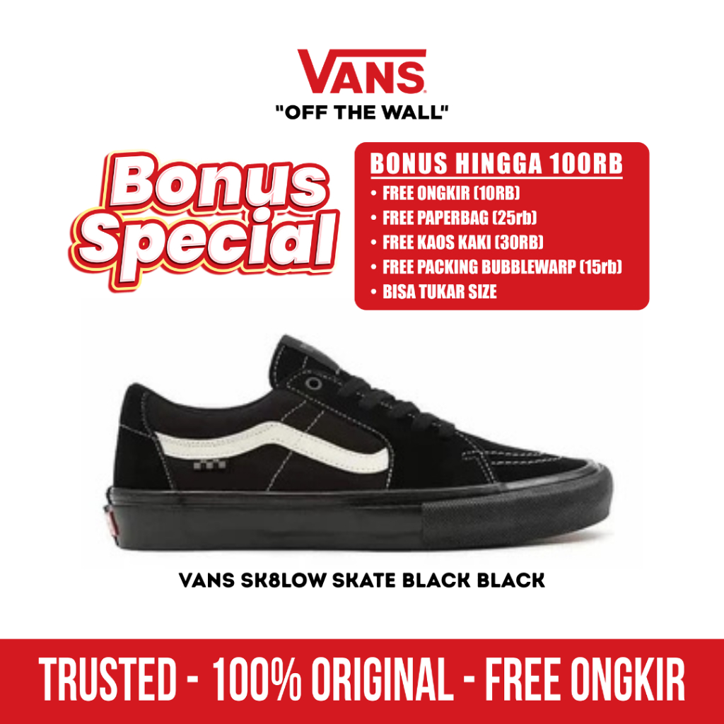 (BISA COD) SK8 Low PRO Skate Black Black