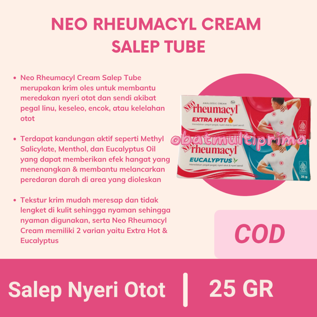 Neo Rheumacyl Cream Salep Tube Makassar All Variant - Obat Sakit Otot Pinggang Keseleo