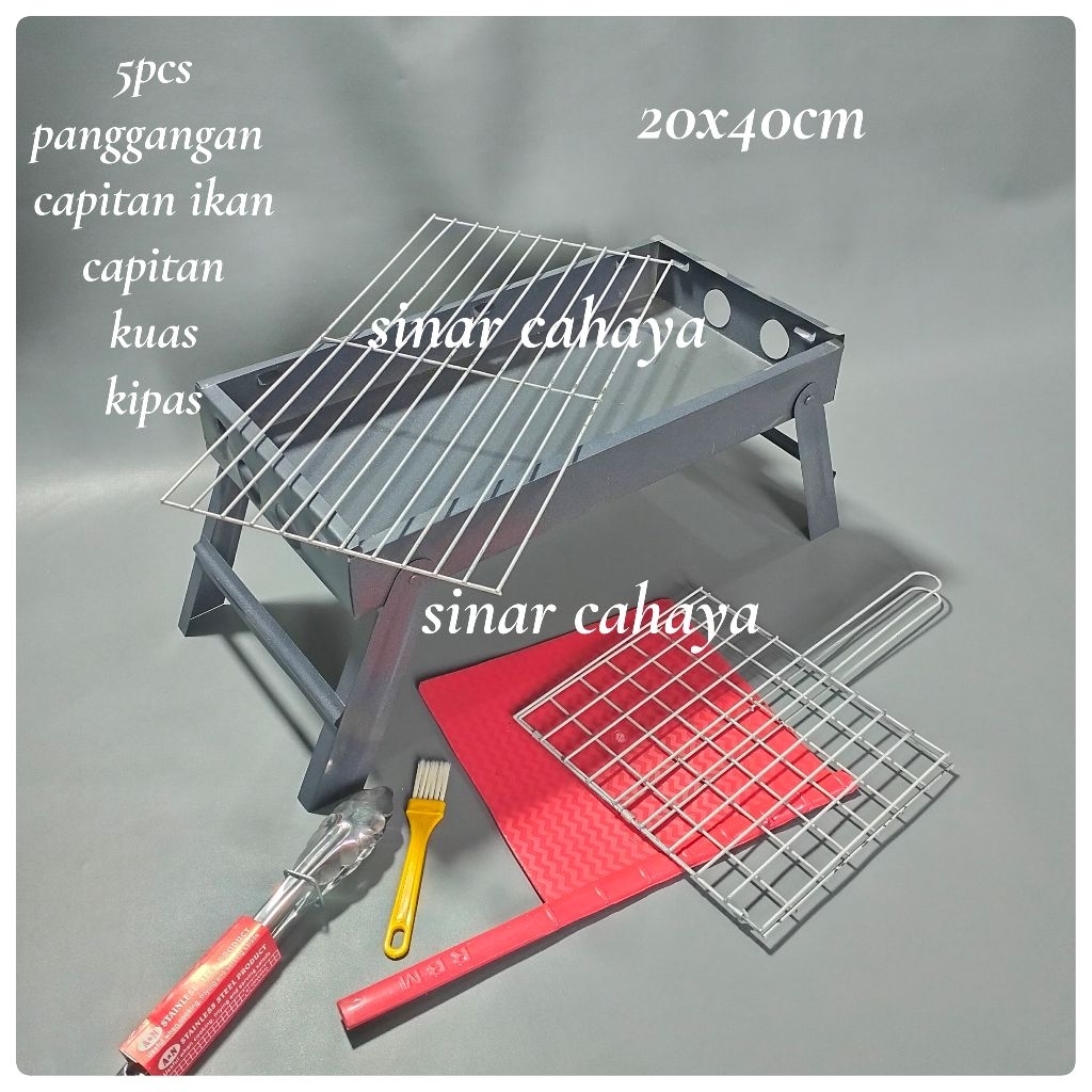 Alat panggang portebel, alat panggang lipat, panggangan sate, sosis dll
