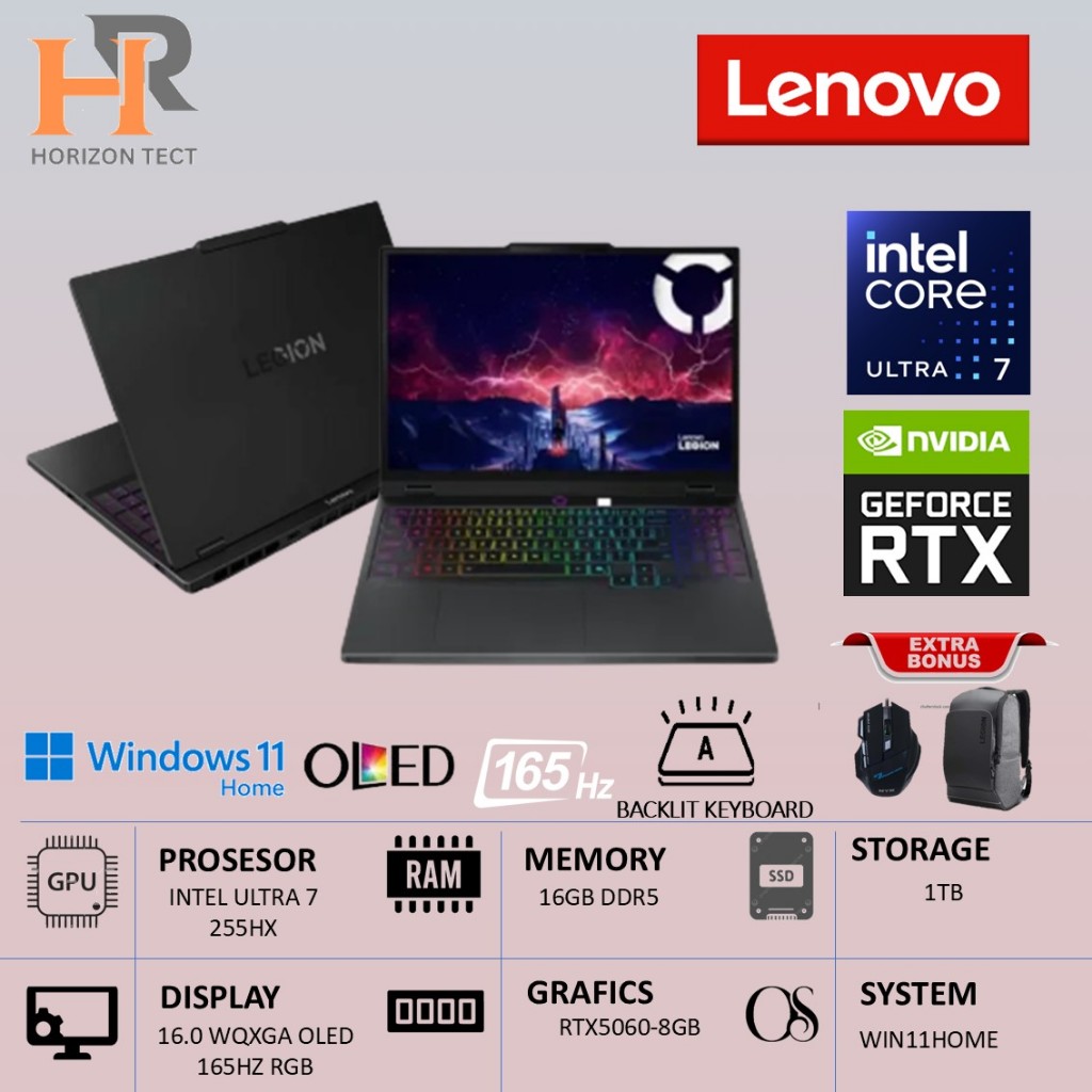 Laptop Lenovo LEGION 5 PRO 16 Intel Ultra 7 225HX 16GB DDR5 1TB RTX5060-8GB Win 11 Home